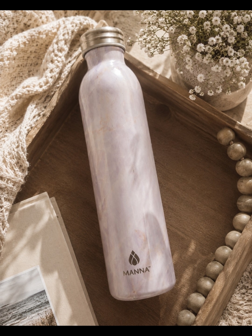 Manna Marble Stainless Steel Water Bottle - Lavender, Blush Marble